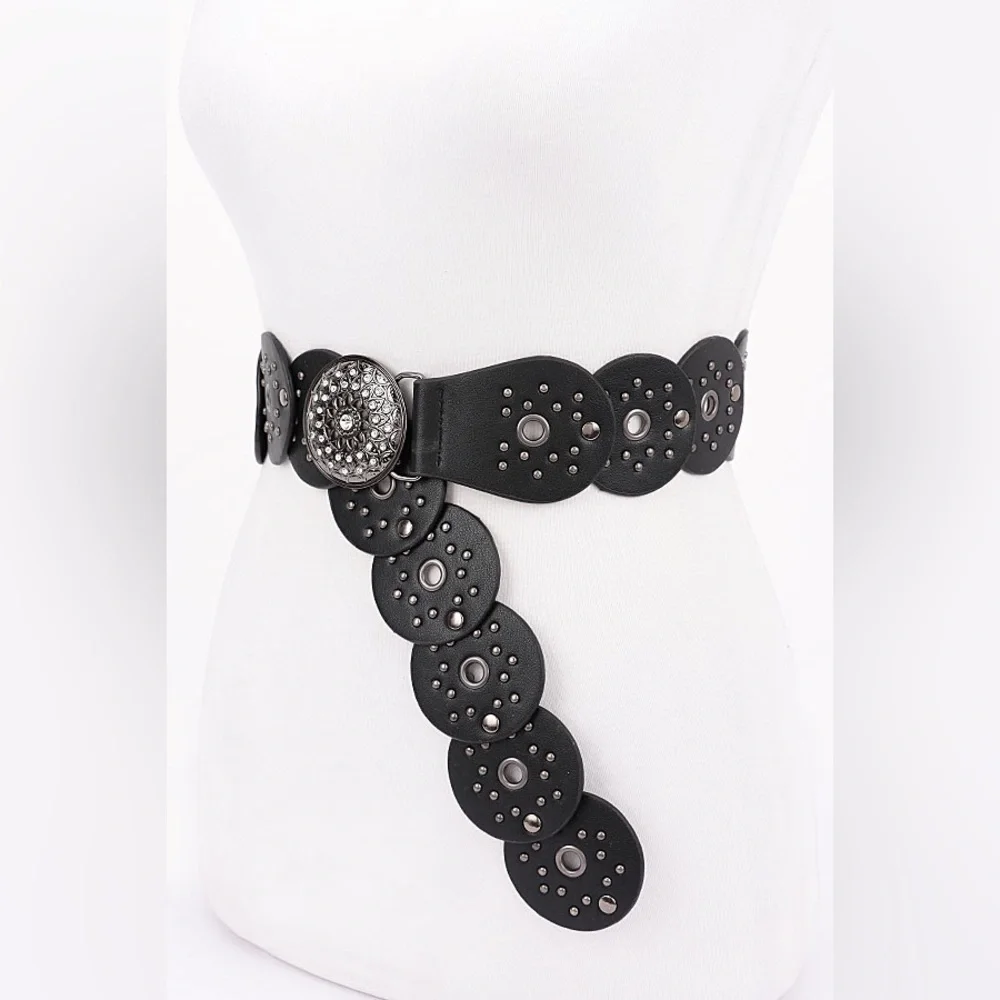 Vegan Leather Western Concho Statement Belt